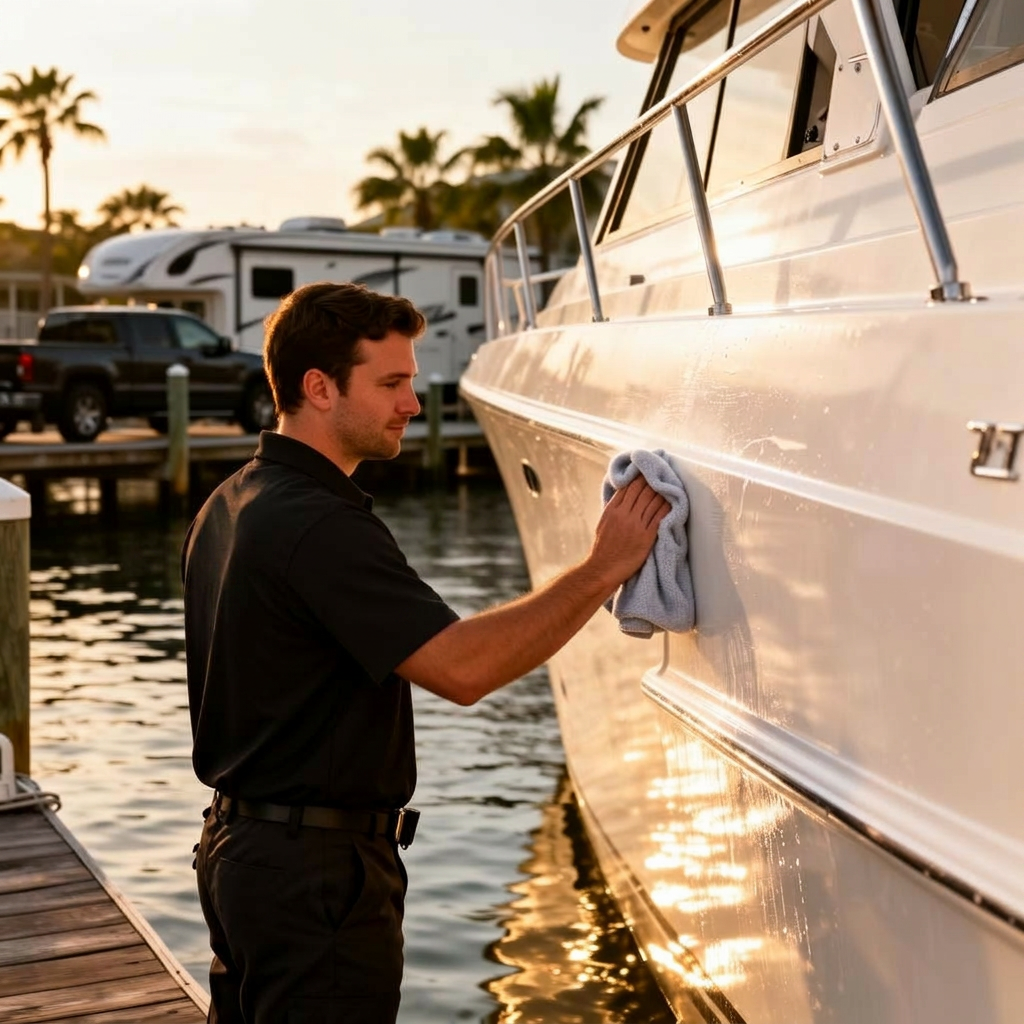 Spiffed Up Cleaning detailing a vehicle in Fort Walton Beach